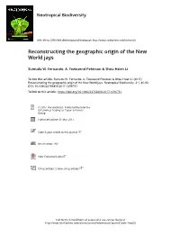 Reconstructing the Geographic Origin of the New World Jays