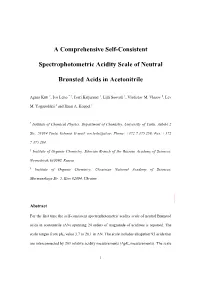 A Comprehensive Self-Consistent Spectrophotometric Acidity Scale Of