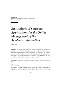 An Analysis of Software Applications for the Online Management of the Academic Information