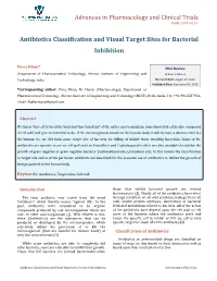 Antibiotics Classification and Visual Target Sites for Bacterial Inhibition