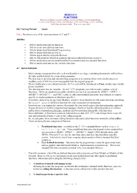 C and C++ Functions Variadic User-Defined Standard Predefined