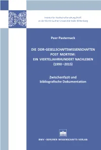 Die DDR-Gesellschaftswissenschaften Post Mortem