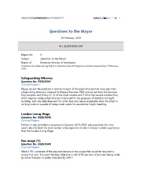 Questions to the Mayor