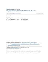 Quiz Winners and a New Quiz