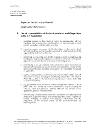 Report of the Secretary-General I. List of Responsibilities of the Focal Points