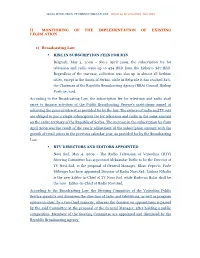 Section MONITORING of the IMPLEMENTATION OF