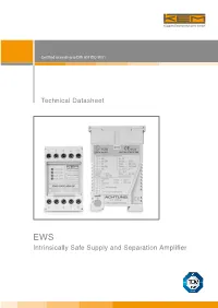Intrinsically Safe Supply and Separation Amplifier EWS