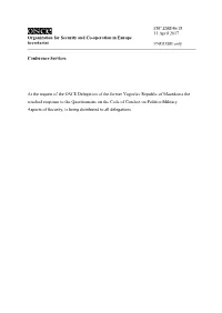Organization for Security and Co-Operation in Europe Secretariat Conference Services at the Request of the OSCE Delegation of Th