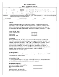 Staff Summary Sheet for Boston Harbor Deep Draft Improvements Projects