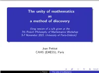 The Unity of Mathematics As a Method of Discovery