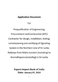 Application Document for Prequalification of Engineering, Procurement Andconstruction (EPC) Contractor for Design, Installation