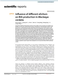 Influence of Different Elicitors on BIA Production in Macleaya Cordata
