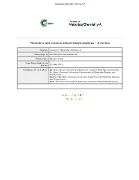 Polymeric and Ceramic Silicon-Based Coatings – a Review