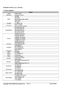 Qualified Vendors List – Devices 1. Power Supplies