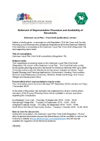 Regulation 19 Statement of Representation Procedure