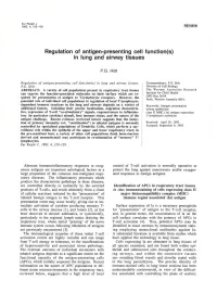 Regulation of Antigen-Presenting Cell Function(S) in Lung and Airway Tissues