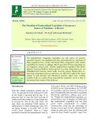 The Potential of Underutilized Vegetables of Assam As a Source of Nutrition - a Review