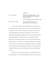 ABSTRACT Title of Dissertation: BEING HUMAN, BEING GOOD