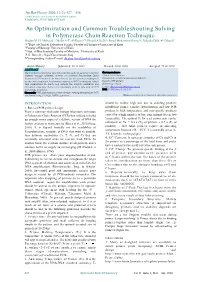An Optimization and Common Troubleshooting Solving in Polymerase Chain Reaction Technique Shaden M