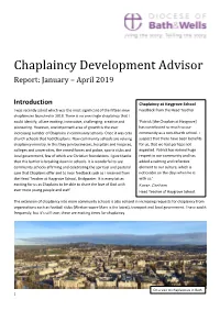 Chaplaincy Development Advisor Report: January – April 2019