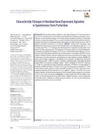 Characteristic Changes in Decidual Gene Expression Signature in Spontaneous Term Parturition