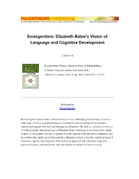 Emergentism: Elizabeth Bates's Vision of Language and Cognitive Development