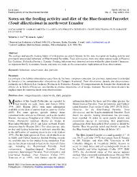 Notes on the Feeding Activity and Diet of the Blue-Fronted Parrotlet (Touit Dilectissima) in North-West Ecuador