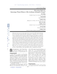 Stereotype Threat Effects in Afro-Caribbean Immigrant Groups