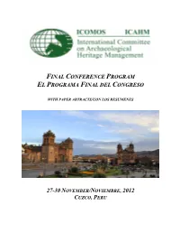 ICAHM Final Program