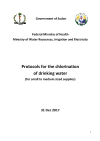 Protocols for the Chlorination of Drinking Water (For Small to Medium Sized Supplies)