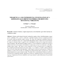 Theoretical and Experimental Investigation of a Kinematically Driven Flywheel for Reducing Rotational Vibrations