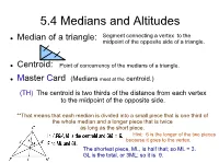 5.4 Medians and Altitudes