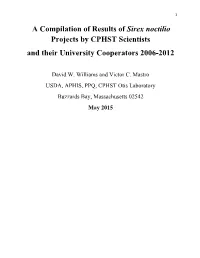 A Compilation of Results of Sirex Noctilio Projects by CPHST Scientists and Their University Cooperators 2006-2012