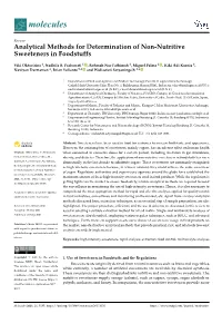 Analytical Methods for Determination of Non-Nutritive Sweeteners in Foodstuffs