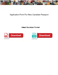 Application Form for New Canadian Passport