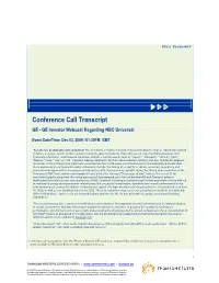 Conference Call Transcript