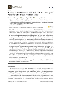 Deficits in the Statistical and Probabilistic Literacy of Citizens