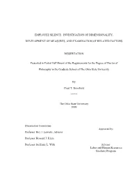 Employee Silence: Investigation of Dimensionality