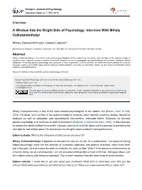 Interview with Mihaly Csikszentmihalyi