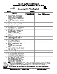 Masonic Light Award Program Proficiencies
