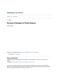 Recovery of Damages for Private Nuisance