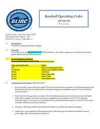 Baseball Operating Codes 2019-20 Nov