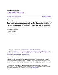 Community-Acquired Pneumonia in Adults: Diagnostic Reliability of Physical Examination Techniques and Their Teaching in Academia