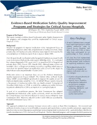 Evidence-Based Medication Safety Quality Improvement Programs And