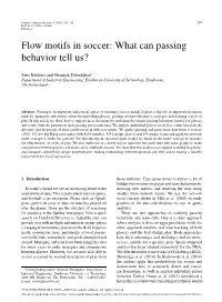 Flow Motifs in Soccer: What Can Passing Behavior Tell Us?