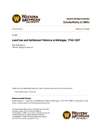 Land Use and Settlement Patterns in Michigan, 1763-1837