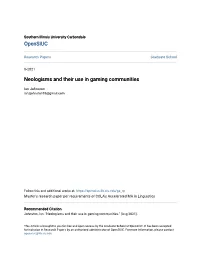 Neologisms and Their Use in Gaming Communities