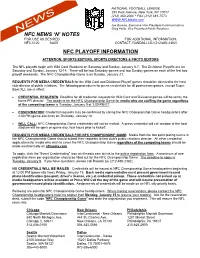 Nfc News 'N' Notes Nfc Playoff Information