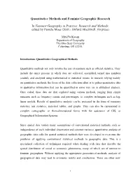 Quantitative Methods and Feminist Geographic Research
