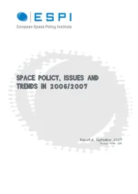 Space Policy, Issues and Trends in 2006/2007
